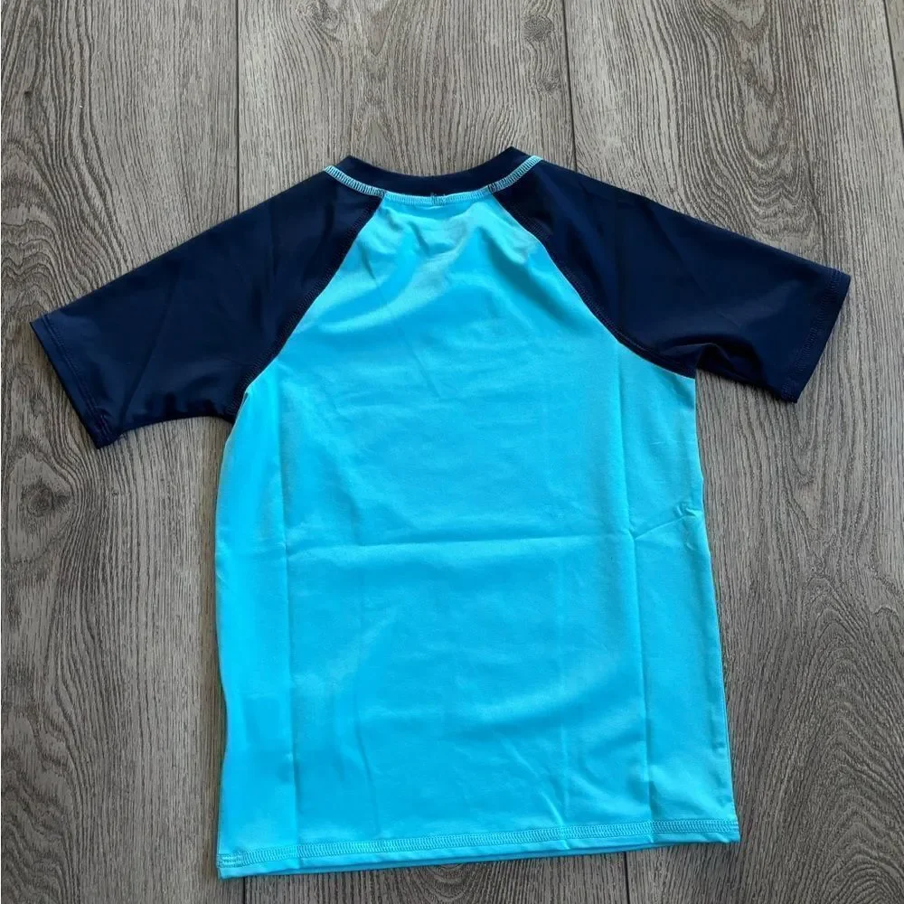 Lands end Kids Swim Shirt with Palm Tree Design - Blue